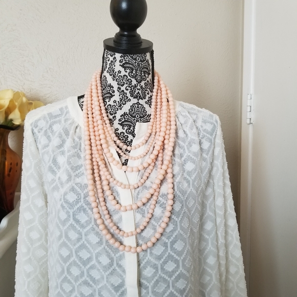 BaubleBar Multi Strand Layered Necklace in Soft Coral - Picture 3 of 13